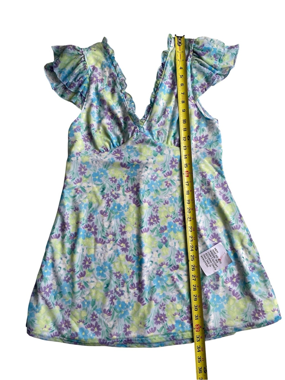 AWT ASOS Desing Curve Floral Tie Waist Mini Dress Size 18 - Picture 6 of 14